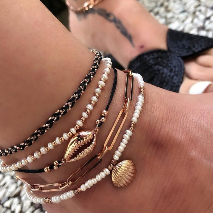 Jeanne - 5 Bracelets de pied